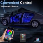 Interior Car LED Lights with Wireless APP/RF Remote Control, RGB 6 in 1 Ambient ... - Image 4