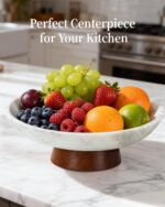 Marble Decorative Bowl, 11” Large Centerpiece for Table, Fruit Bowl for Kitchen ... - Image 3