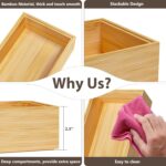 Kitchen Drawer Organizer Bins, Stackable Bamboo Deep Drawer Organizer for Silver... - Image 4