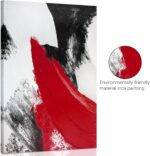 YPY Red Abstract Canvas Wall Art: Modern Minimalist Black and White Picture Hand... - Image 3