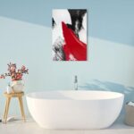 YPY Red Abstract Canvas Wall Art: Modern Minimalist Black and White Picture Hand... - Image 4