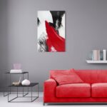 YPY Red Abstract Canvas Wall Art: Modern Minimalist Black and White Picture Hand... - Image 6