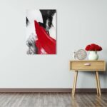 YPY Red Abstract Canvas Wall Art: Modern Minimalist Black and White Picture Hand... - Image 8