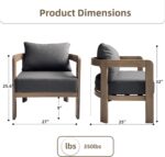 Outdoor Furniture Set, 2Pcs Patio Armchairs, Metal Modern Outside Furniture with... - Image 3