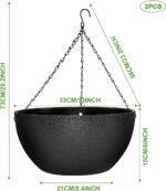 Enenes Large Hanging Planters 2 Pack 13 Inch Plastic Plant Pots with Drainage Ho... - Image 3