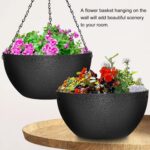 Enenes Large Hanging Planters 2 Pack 13 Inch Plastic Plant Pots with Drainage Ho... - Image 5