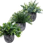 Winlyn Set of 3 Artificial Potted Plants Faux Eucalyptus Rosemary Boxwood Greene... - Image 4