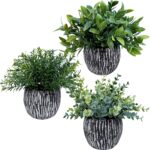 Winlyn Set of 3 Artificial Potted Plants Faux Eucalyptus Rosemary Boxwood Greene... - Image 5