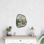 Black Asymmetrical Mirror Irregular Oval Wall Mirror Modern Wood Frame Unique Sh... - Image 4