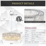 Modern 24” Chrome Chandeliers 10-Light Crystal Glass Round Chandelier Luxury Dru... - Image 3