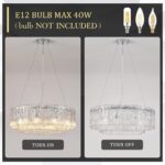 Modern 24” Chrome Chandeliers 10-Light Crystal Glass Round Chandelier Luxury Dru... - Image 9