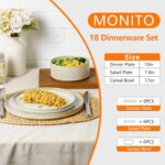 MONITO Ceramic Dinnerware Sets for 6, 18PCS Stoneware Plates and Bowls Sets, Rea... - Image 3