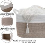 Large Blanket Basket,Woven Rope Basket Storage Bin with Handles,65L Rectangle La... - Image 4