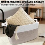 Large Blanket Basket,Woven Rope Basket Storage Bin with Handles,65L Rectangle La... - Image 7