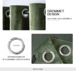 MIULEE Velvet Curtains Olive Green Elegant Grommet Curtains Thermal Insulated So... - Image 3
