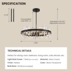 31.5in Modern Black Entryway Chandelier for Foyer, 12 Lights Round K9 Crystal Ch... - Image 3