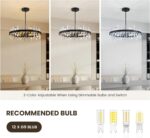 31.5in Modern Black Entryway Chandelier for Foyer, 12 Lights Round K9 Crystal Ch... - Image 4