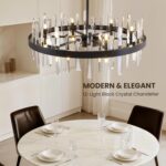 31.5in Modern Black Entryway Chandelier for Foyer, 12 Lights Round K9 Crystal Ch... - Image 6