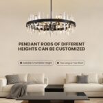 31.5in Modern Black Entryway Chandelier for Foyer, 12 Lights Round K9 Crystal Ch... - Image 7