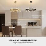 31.5in Modern Black Entryway Chandelier for Foyer, 12 Lights Round K9 Crystal Ch... - Image 8