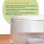 NiHome Extra Large Glass Salad Bowl with Natural Acacia Wood Base, Ribbed Design... - Image 3