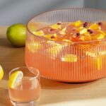 NiHome Extra Large Glass Salad Bowl with Natural Acacia Wood Base, Ribbed Design... - Image 5
