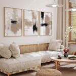 Joocrise Beige Abstract Wall Art Painting Set of 3 Neutral Canvas Wall Art Print... - Image 5