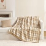 Snuggle Sac Checkered Throw Blanket for Couch, Super Soft Cozy Warm Knit Netural... - Image 5