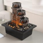 GOSSI Home Décor Imitation 3-Tier Stone Wall Tabletop Fountain Many Natural Rive... - Image 3
