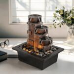 GOSSI Home Décor Imitation 3-Tier Stone Wall Tabletop Fountain Many Natural Rive... - Image 5