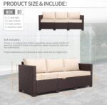 Oasishine Patio Furniture 3-seat Sofa Wicker Outdoor Furniture Outdoor Couch Dee... - Image 3