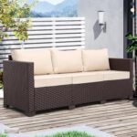 Oasishine Patio Furniture 3-seat Sofa Wicker Outdoor Furniture Outdoor Couch Dee... - Image 4