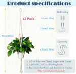2-Pack Macrame Plant Hangers with Tassel, 35 Inch Boho Hanging Planters with 4 H... - Image 3