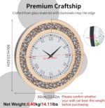 Crushed Diamond Wall Clock Round Decorative Mirrored Clock 24 inch Brown - Image 3