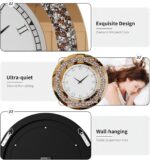 Crushed Diamond Wall Clock Round Decorative Mirrored Clock 24 inch Brown - Image 4