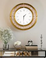 Crushed Diamond Wall Clock Round Decorative Mirrored Clock 24 inch Brown - Image 5