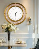 Crushed Diamond Wall Clock Round Decorative Mirrored Clock 24 inch Brown - Image 6