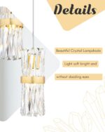 Ken & Ricky Pendant Lights Kitchen Island Gold 3 Pack,Crystal Pendant Lighting O... - Image 4