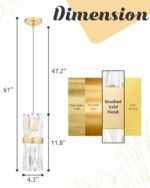 Ken & Ricky Pendant Lights Kitchen Island Gold 3 Pack,Crystal Pendant Lighting O... - Image 6