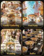 Chafing Dishes for Buffet 4 Pack, 6QT Round Chafing Dish Buffet Set Stainless St... - Image 5
