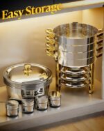 Chafing Dishes for Buffet 4 Pack, 6QT Round Chafing Dish Buffet Set Stainless St... - Image 6
