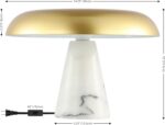 SAFAVIEH Lighting Collection Vaughan Brass Gold/White Modern Dome Mushroom 10-in... - Image 3