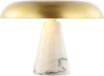SAFAVIEH Lighting Collection Vaughan Brass Gold/White Modern Dome Mushroom 10-in... - Image 5