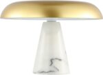 SAFAVIEH Lighting Collection Vaughan Brass Gold/White Modern Dome Mushroom 10-in... - Image 6