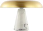 SAFAVIEH Lighting Collection Vaughan Brass Gold/White Modern Dome Mushroom 10-in... - Image 7