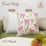 Embroidery Throw Pillow Covers 18x18-2 Pcs, Decorative Pillow Cases Soft Cushion... - Image 4