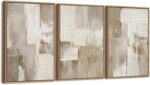 Shoci Large Framed Abstract Wabi Sabi Wall Art Modern Neutral Light Brown Color ... - Image 8