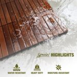 Premium Acacia Wood Interlocking Deck Tiles, 12"x12"x0.9" Outdoor Patio Flooring... - Image 7