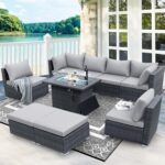 BULEXYARD 9 Pcs Highback Patio Furniture Set with Firepit, High-End Outdoor Sect... - Image 8