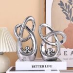 Silver Modern Abstract Art Home Decor Accent,Statues Coffee Table Decor for Livi... - Image 5